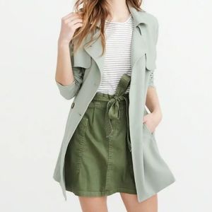 Abercrombie Fitch Drapey Trench Coat L Sage NEW